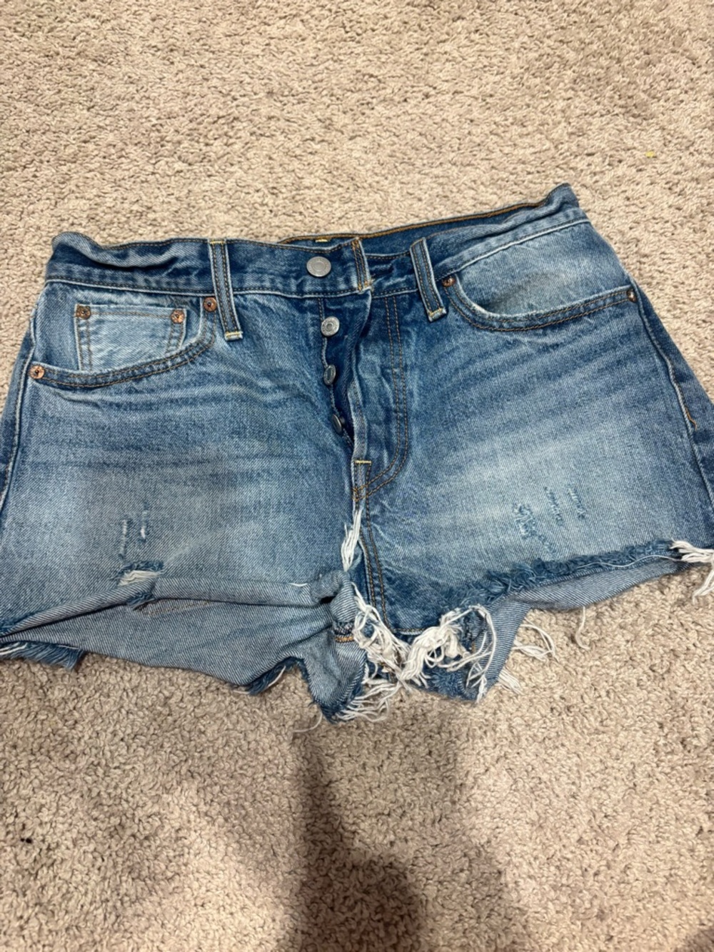 Levi's Light Blue Distressed Denim Cutoff Shorts